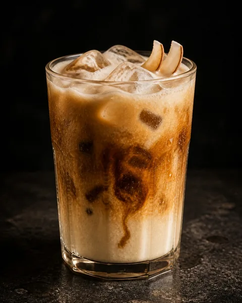 Blended coconut Vietnamese iced coffee in a tall glass